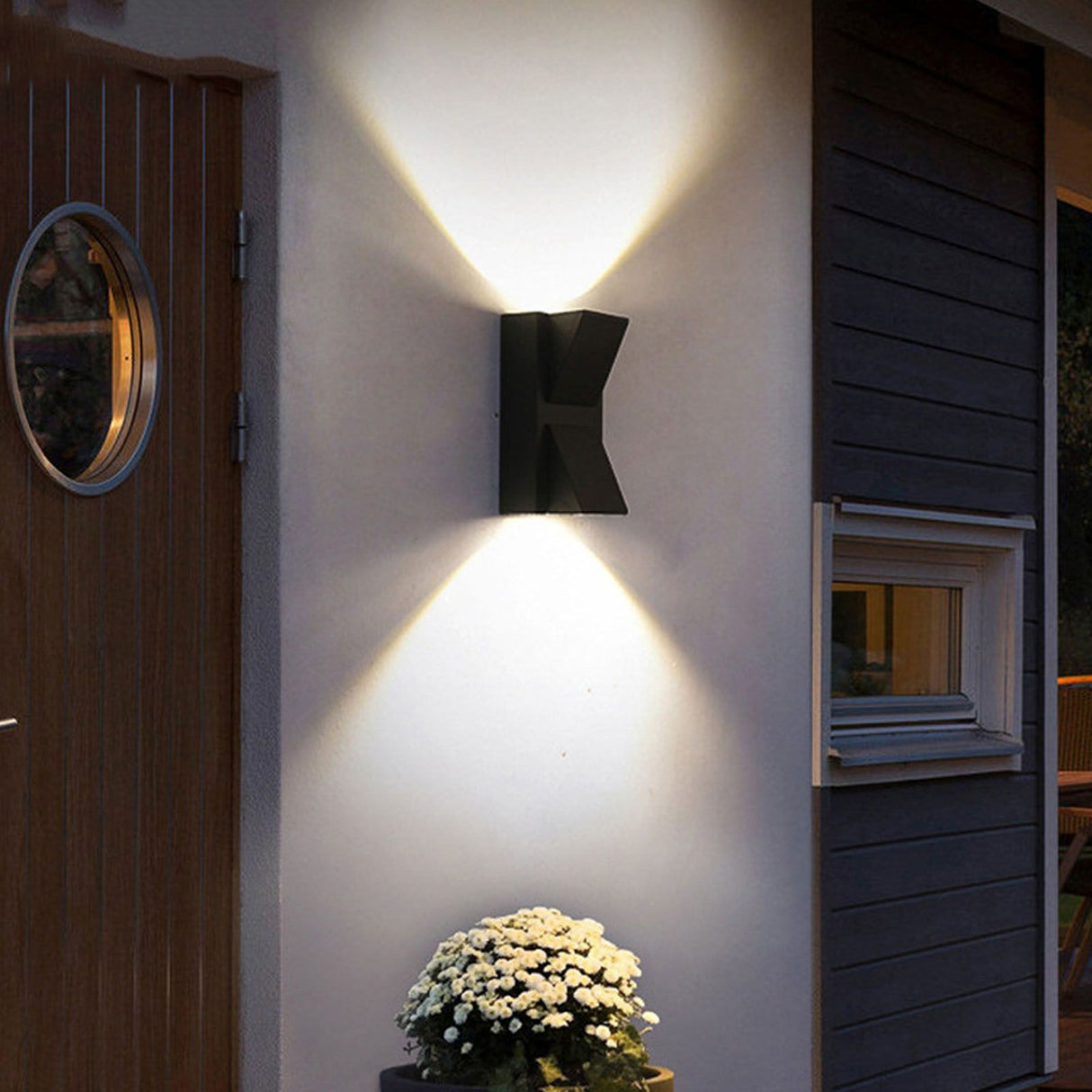 Outdoor Wall Light Plastic Housings Dual Head Exterior Wall Lamp with Up and Down Sconces 6000k White Light