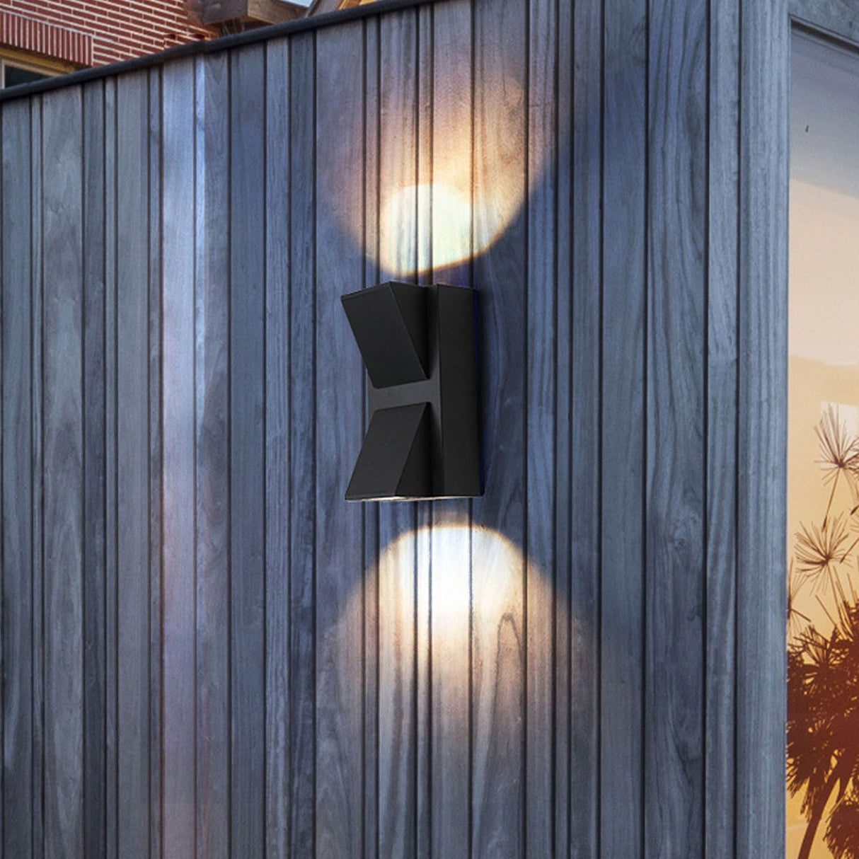 Outdoor Wall Light Plastic Housings Dual Head Exterior Wall Lamp with Up and Down Sconces 3000k Warm Light