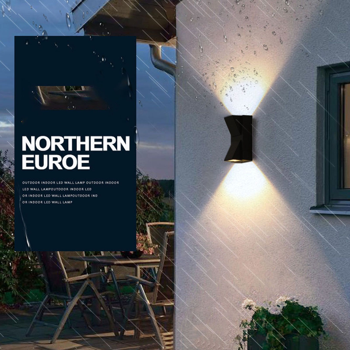 Outdoor Wall Light Plastic Housings Dual Head Exterior Wall Lamp with Up and Down Sconces 3000k Warm Light