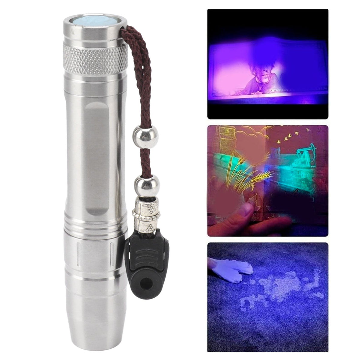 Led Ultraviolet Flashlight 365nm Jewelry Identification Lights Ultraviolet Yellow White 3 in 1 Light with Measurement Scale
