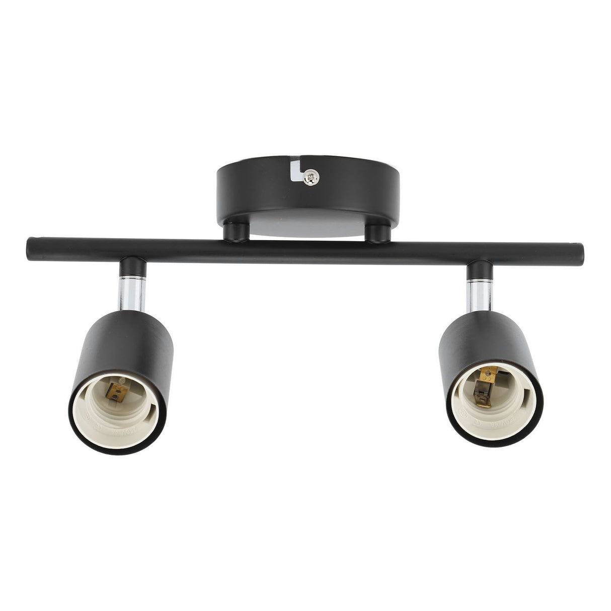Flush Mount Ceiling Track Light Holder 2 Light Rotating Adjustable Lampholder for E27 Bulb LED Bulbs