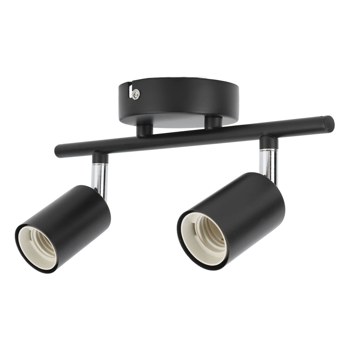 Flush Mount Ceiling Track Light Holder 2 Light Rotating Adjustable Lampholder for E27 Bulb LED Bulbs