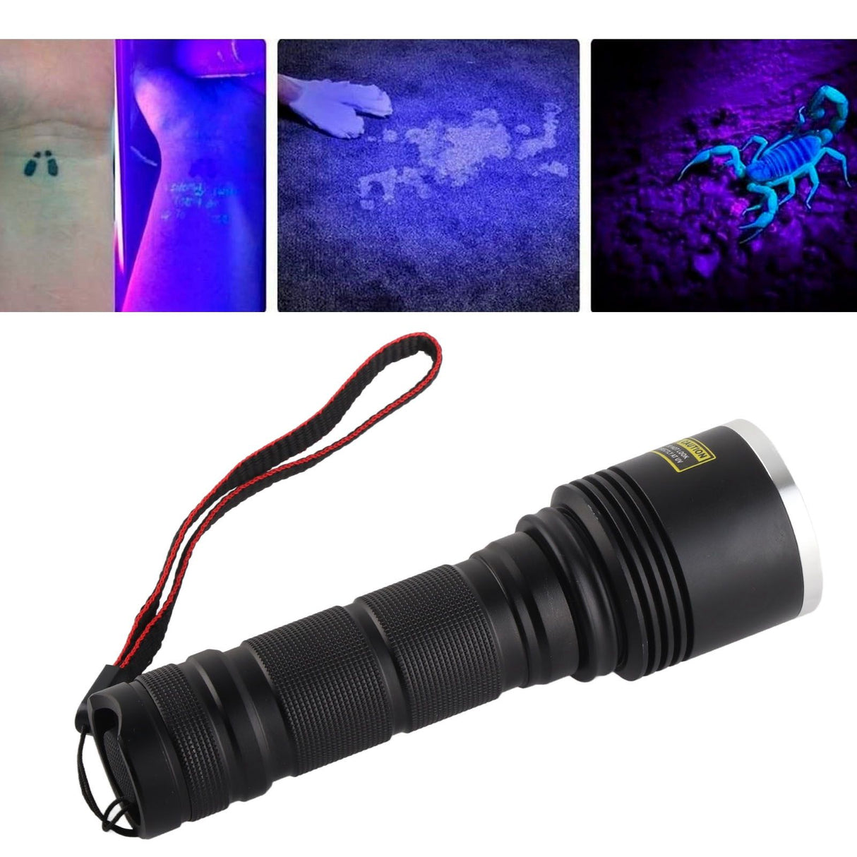 UV Flashlight LED 365nm Blacklight Torch Aluminium Alloy Shell Ultraviolet Flashlight 40W 1800mW