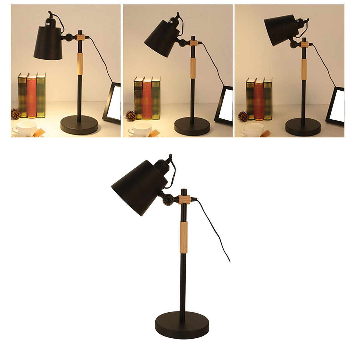 LED Desk Lamp Eye Caring Table Lamp Study Office Desk Light Reading Table Lamp Adjustable Angle Energy Efficient CN Plug Black