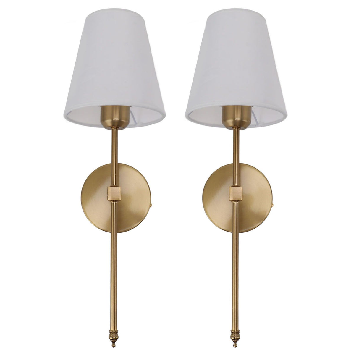 Wall Sconces Sets of 2 Hardwired Bathroom Vanity Light Fixture with White Lampshade E26 E27 Wall Lamp Holder 85‑265V Gold