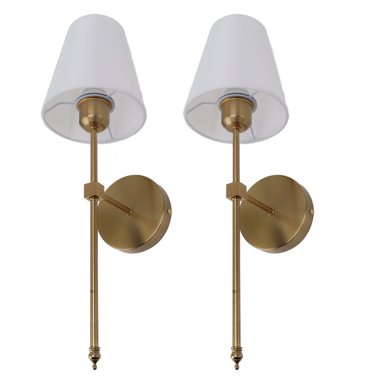 Wall Sconces Sets of 2 Hardwired Bathroom Vanity Light Fixture with White Lampshade E26 E27 Wall Lamp Holder 85‑265V Gold