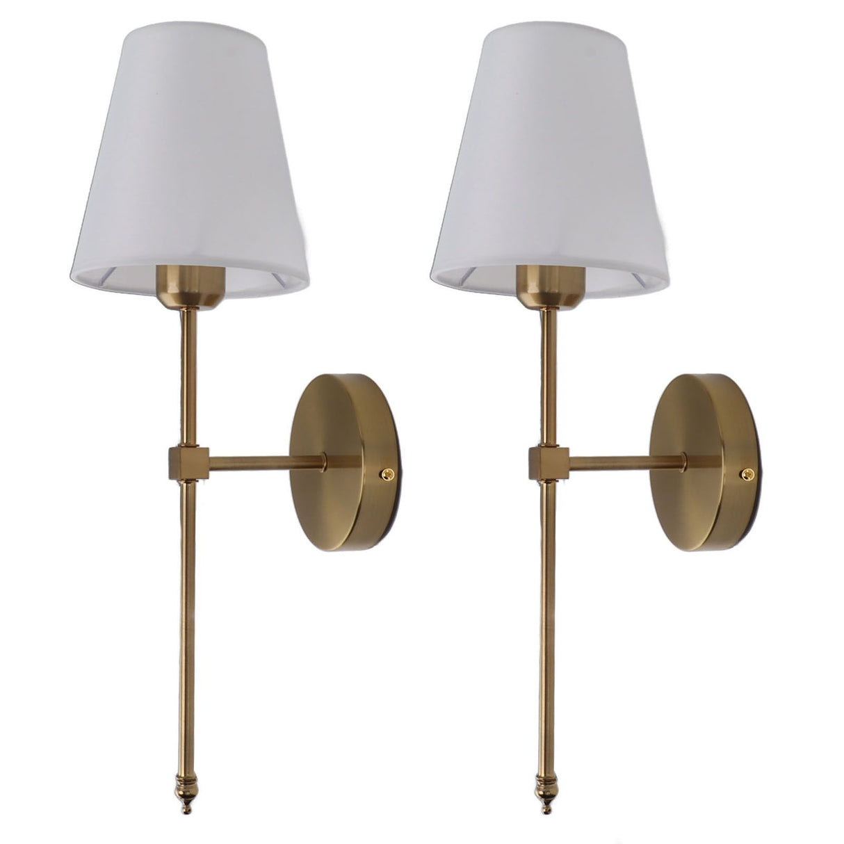 Wall Sconces Sets of 2 Hardwired Bathroom Vanity Light Fixture with White Lampshade E26 E27 Wall Lamp Holder 85‑265V Gold