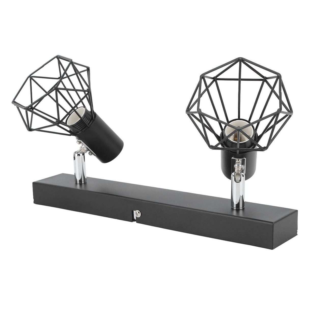 Ceiling Track Light Fixture E14 Lamp Holder Adjustable 2 Head Vintage Tracking Light Kit Hardwired Installation 85‑265V Black