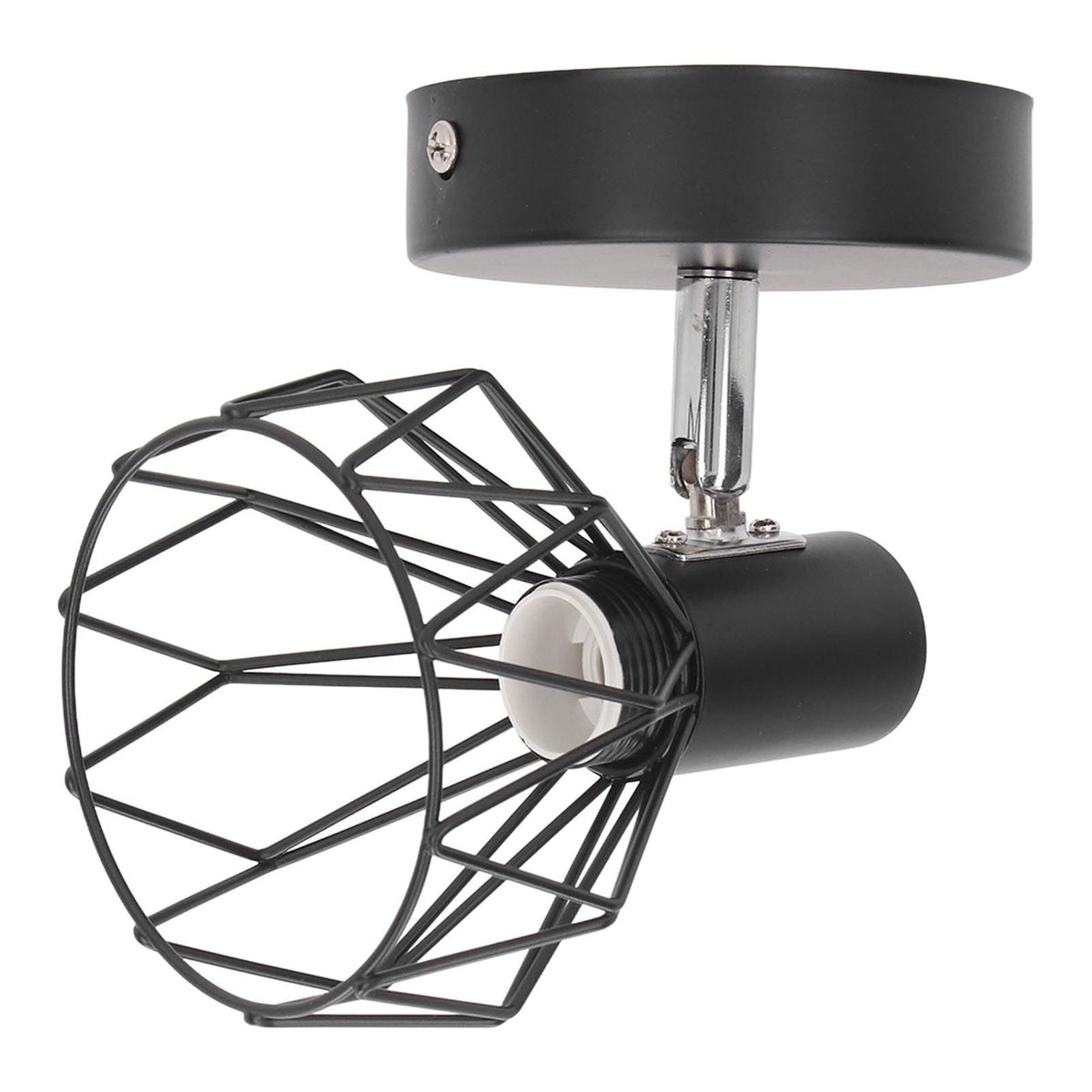 Wall Lamp Holder with Metal Cage E14 Industrial Style Metal Vintage Wall Sconce Holder Matte Black 85‑265V