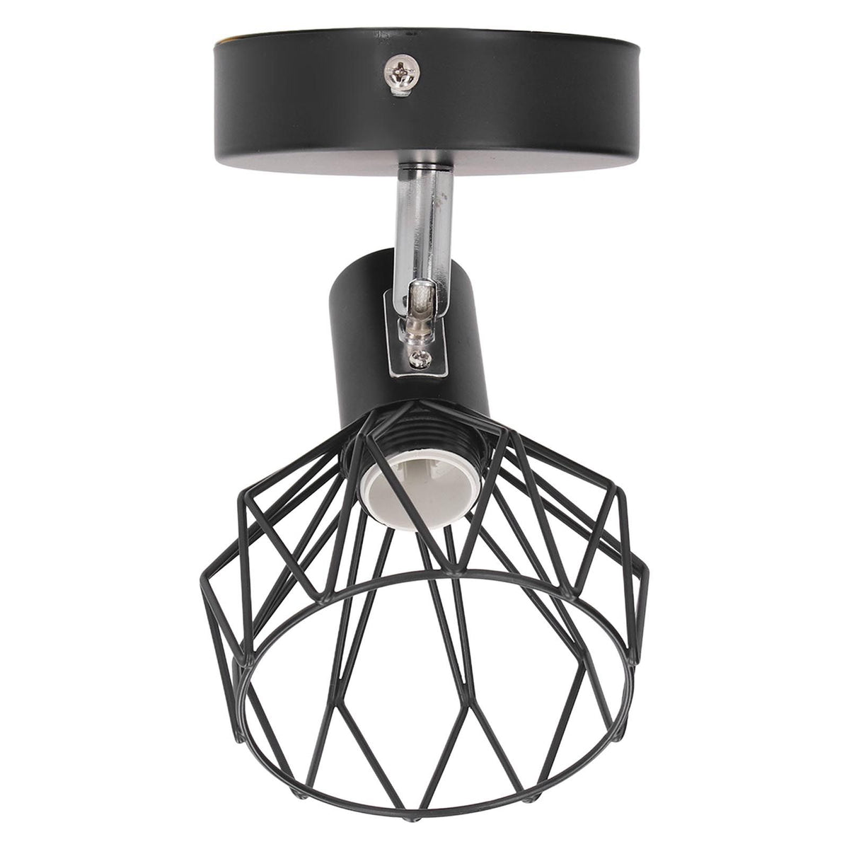 Wall Lamp Holder with Metal Cage E14 Industrial Style Metal Vintage Wall Sconce Holder Matte Black 85‑265V