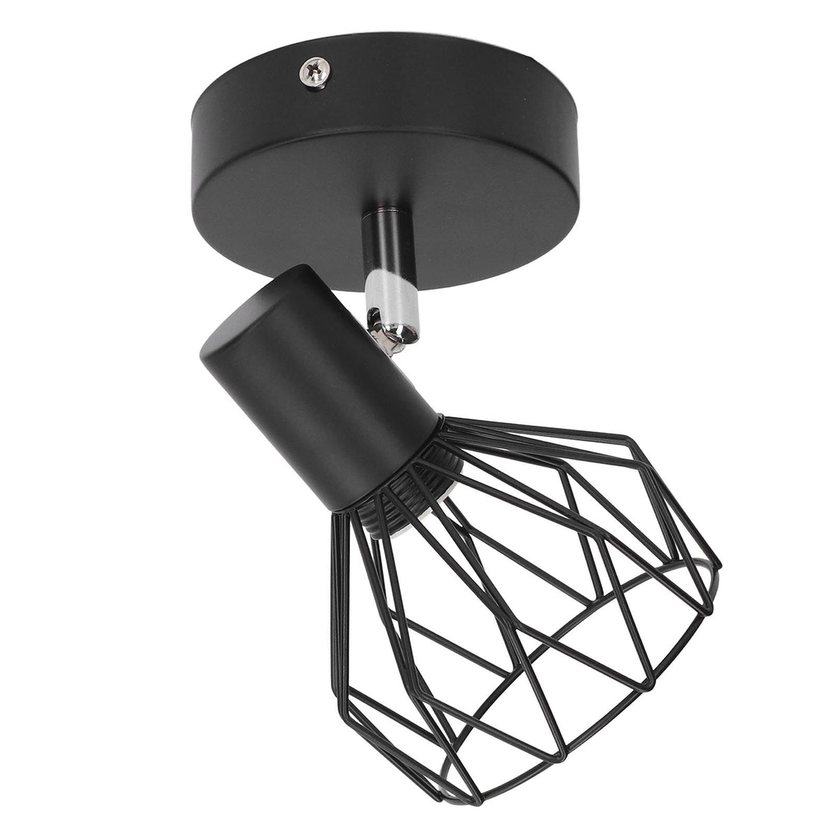 Wall Lamp Holder with Metal Cage E14 Industrial Style Metal Vintage Wall Sconce Holder Matte Black 85‑265V
