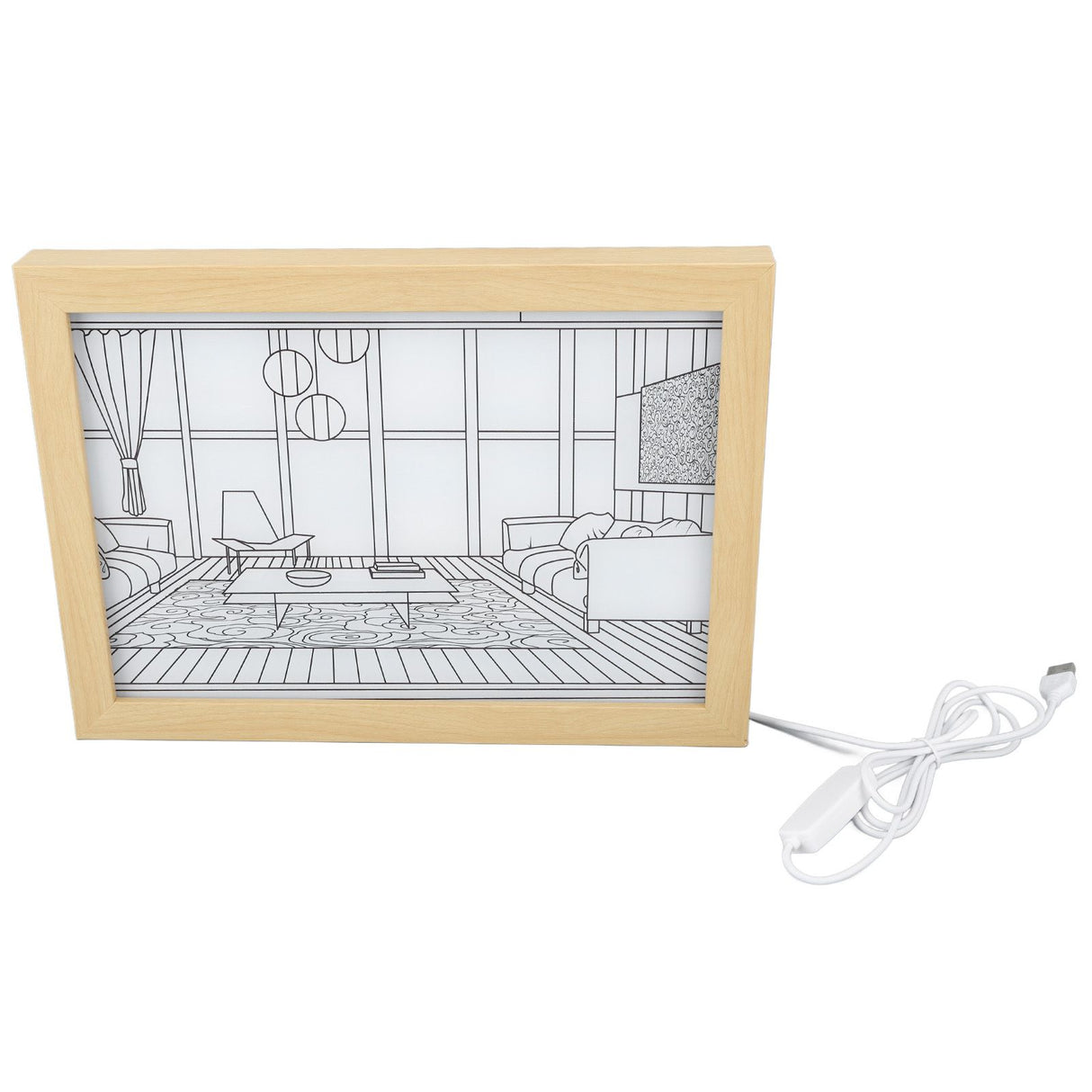 LED Decorative Light Painting USB Powered Japan Anime Style Seaside Modern Simulate Sunshine Drawing Night Light for Bedroom Living Room Office L