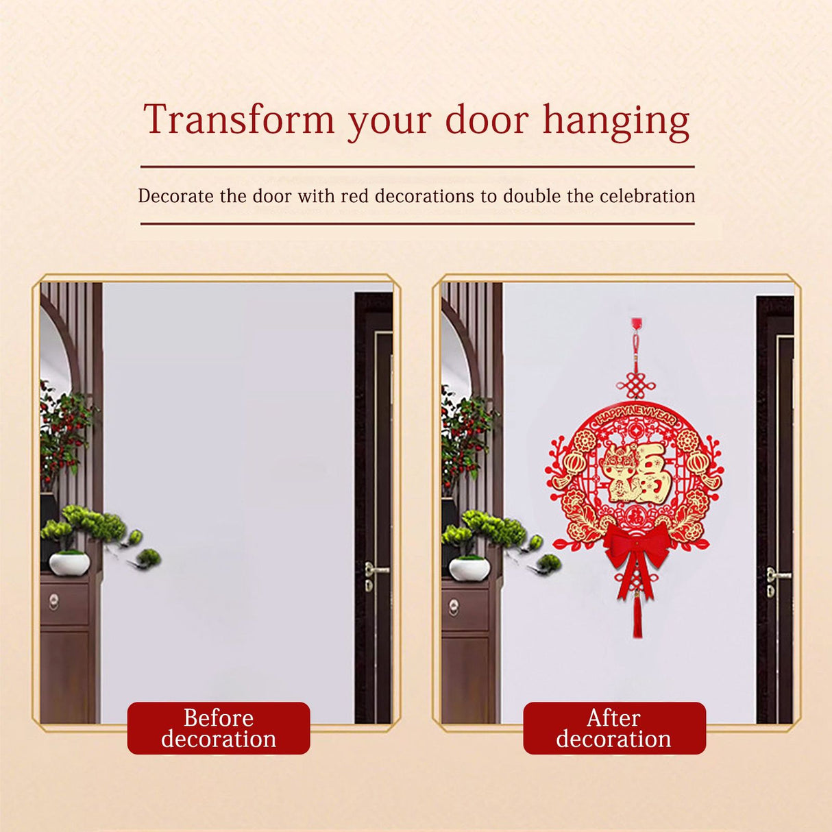 Door Decals for Dragon Year Festive 3D Hanging Decorations for Entrance Door and Window Flower Decor