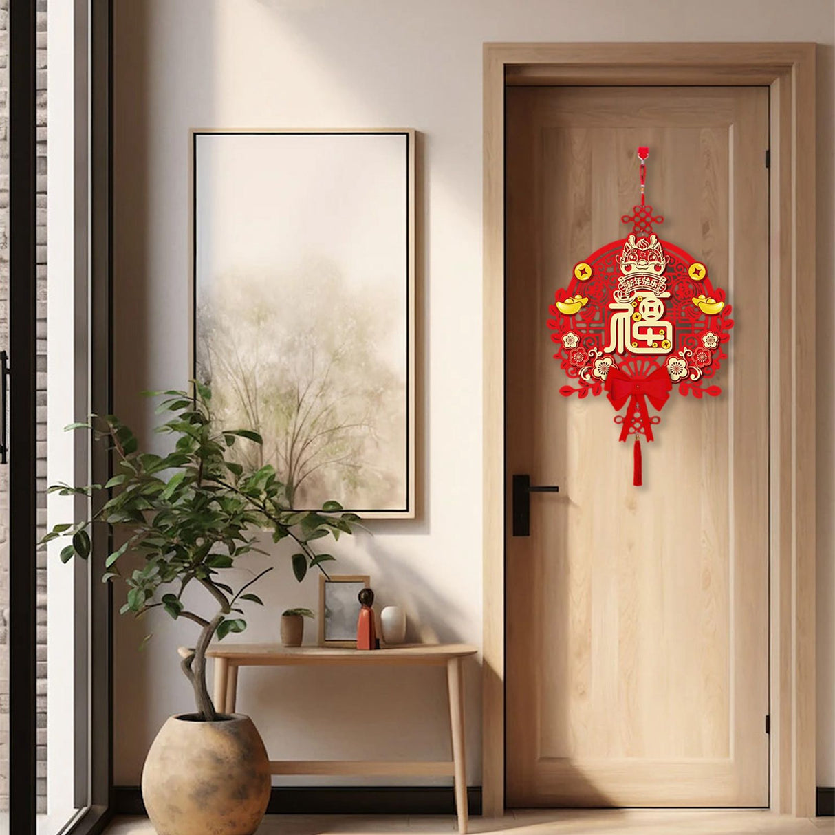 Door Decals for Dragon Year Festive 3D Hanging Decorations for Entrance Door and Window Flower Decor