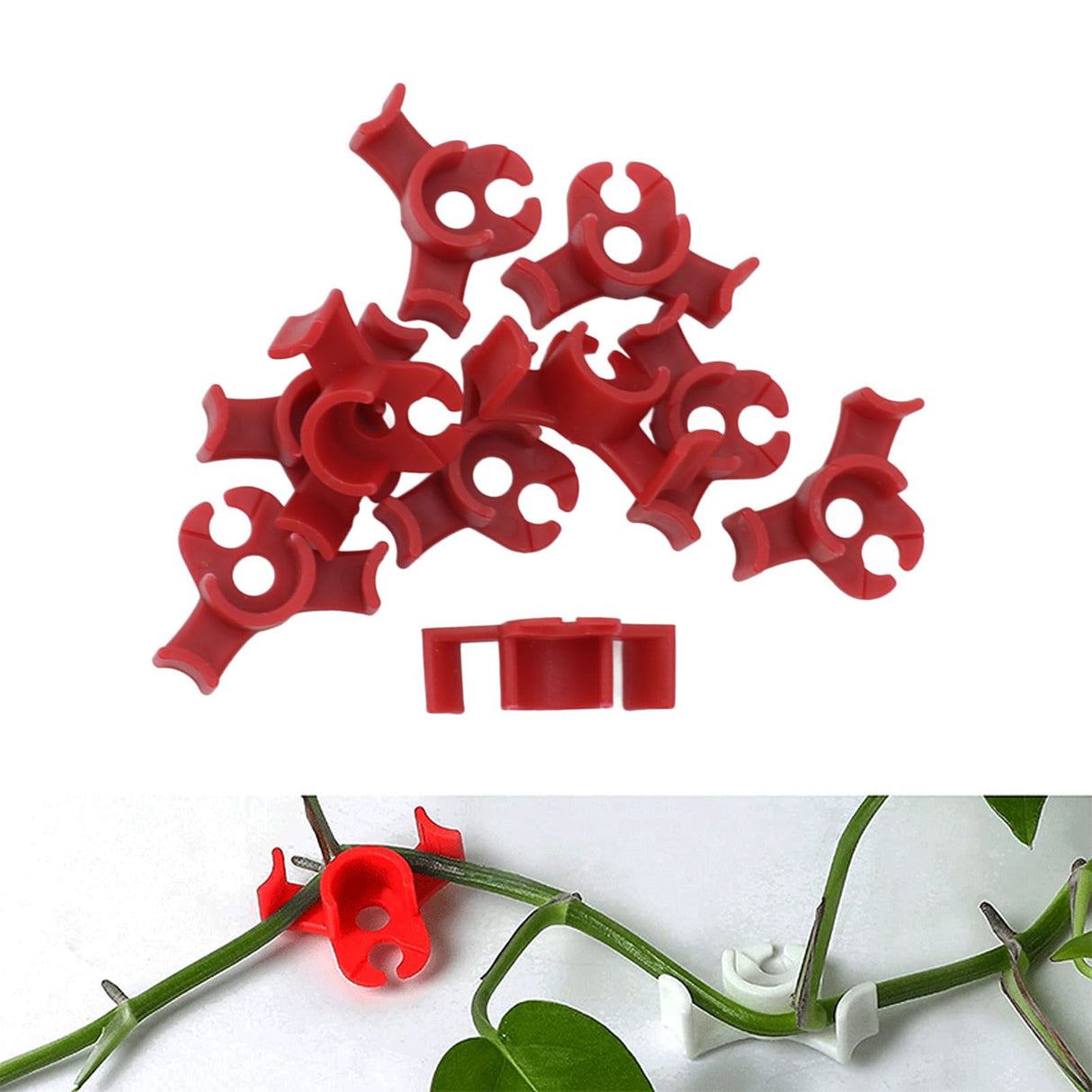 20Pcs Plant Bender Plastic Low Stress 90 Degree Angle Adjustable Plant Training Clips for Green House Garden Red