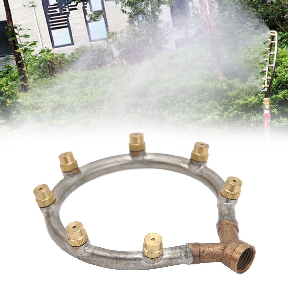 Multifunctional Annular Nozzle G3/8 Female Thread Multi Head Ring Shaped Atomizing Nozzle for Garden Agricultural Irrigation 7 Head