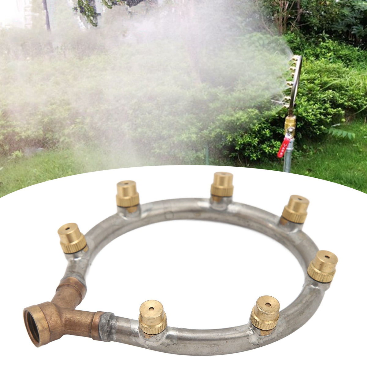 Multifunctional Annular Nozzle G3/8 Female Thread Multi Head Ring Shaped Atomizing Nozzle for Garden Agricultural Irrigation 7 Head