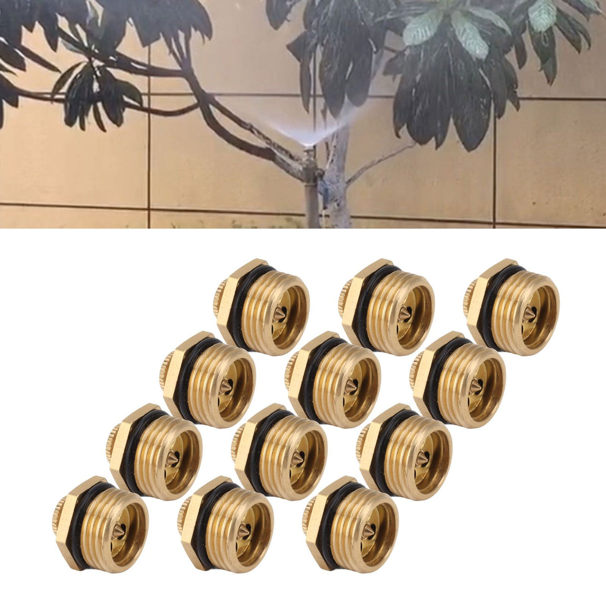 20PCS Brass Misting Nozzles 1/2 Inch Adjustable Dust Removal Cooling Atomizers Nozzles for Lawn Garden
