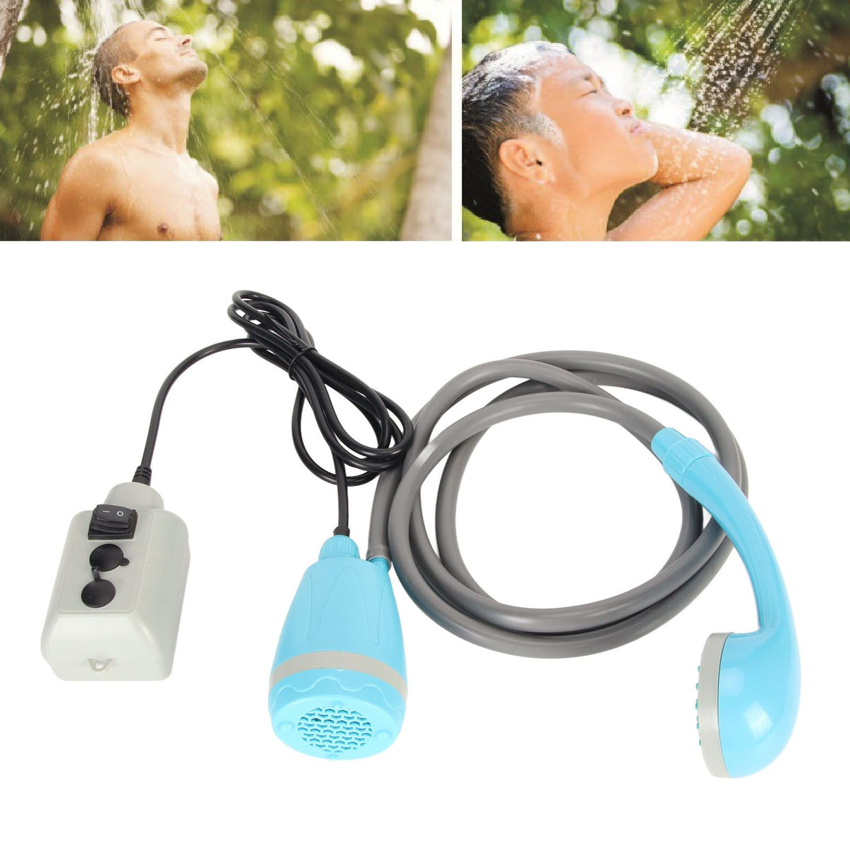 Portable Outdoor Shower Kit USB Rechargeable Camping Shower Set with Water Pump Blue