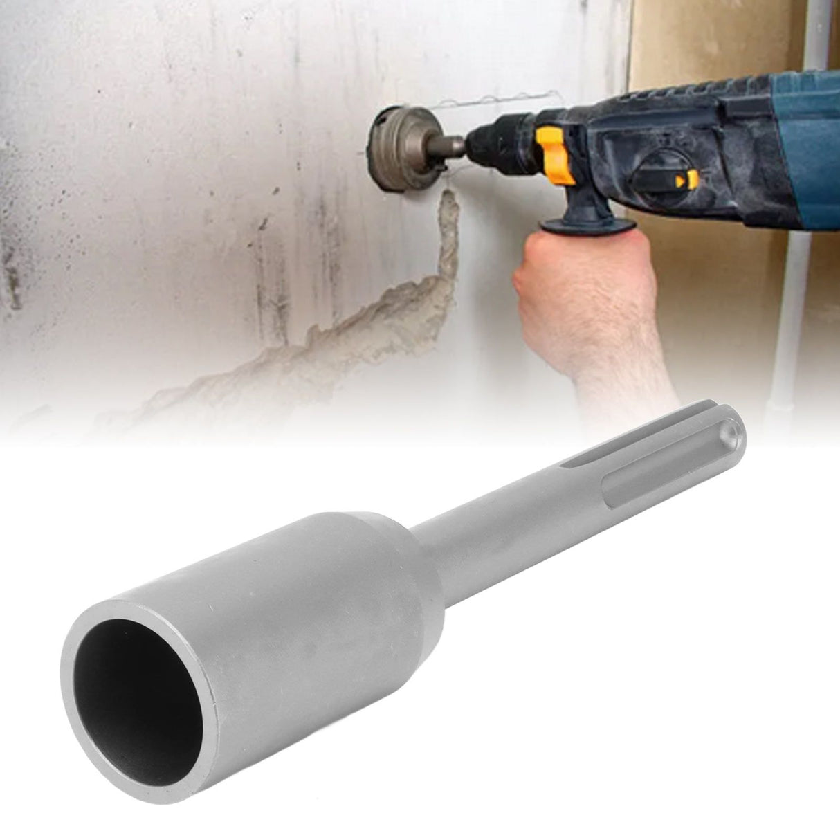 T Post Driver 5 Pits Shank Steel Fence Post Driver Hand Post Pounder Hammer Drill Attachment 20cm Length 30mm / 1.2in
