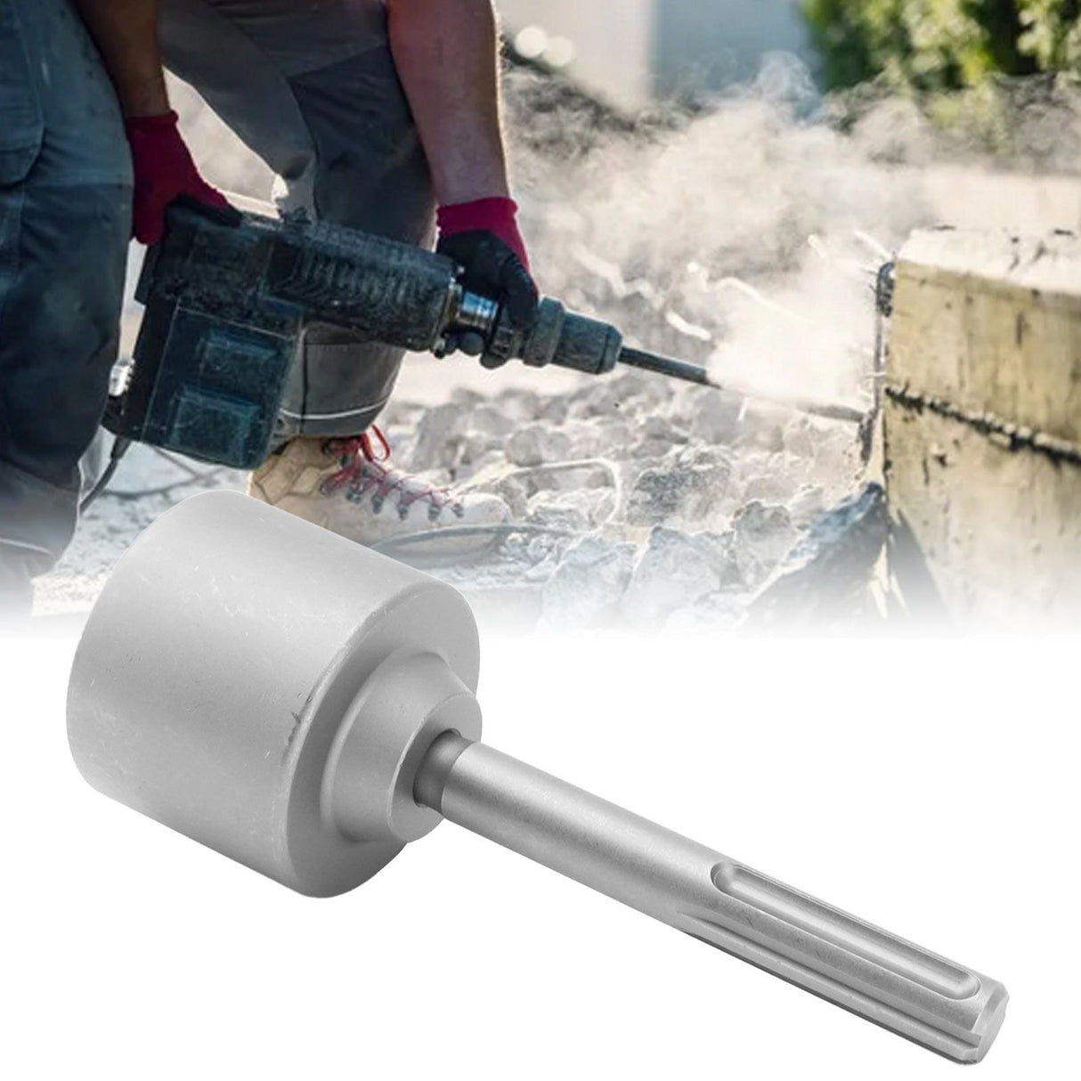 T Post Driver 5 Pits Shank Steel Fence Post Driver Hand Post Pounder Hammer Drill Attachment 20cm Length 65mm / 2.6in