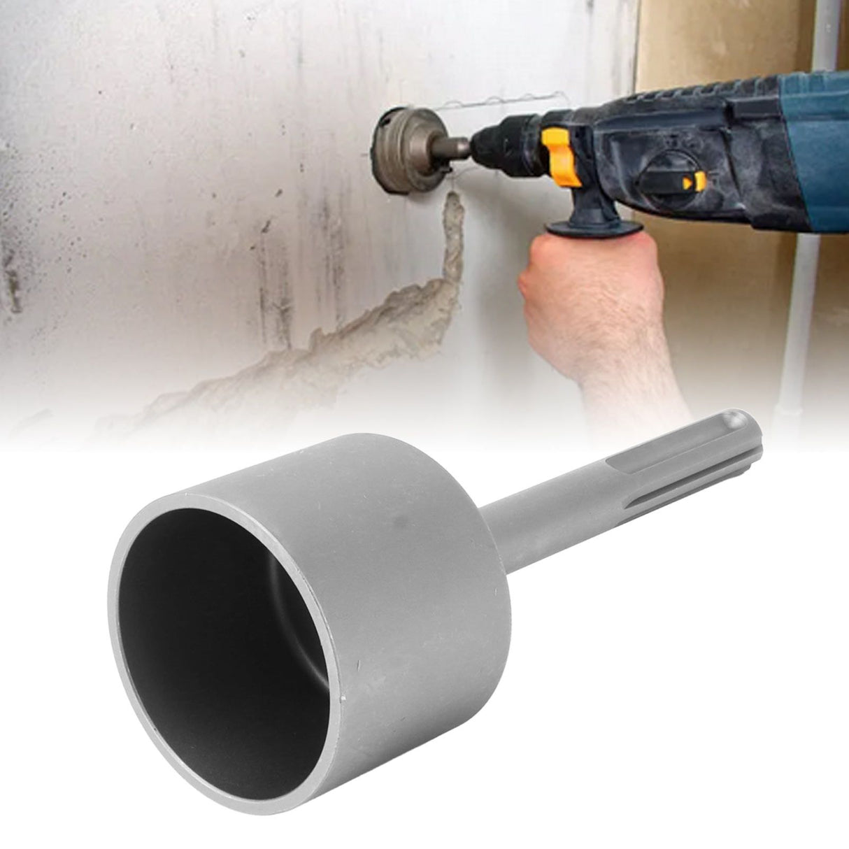 T Post Driver 5 Pits Shank Steel Fence Post Driver Hand Post Pounder Hammer Drill Attachment 20cm Length 65mm / 2.6in