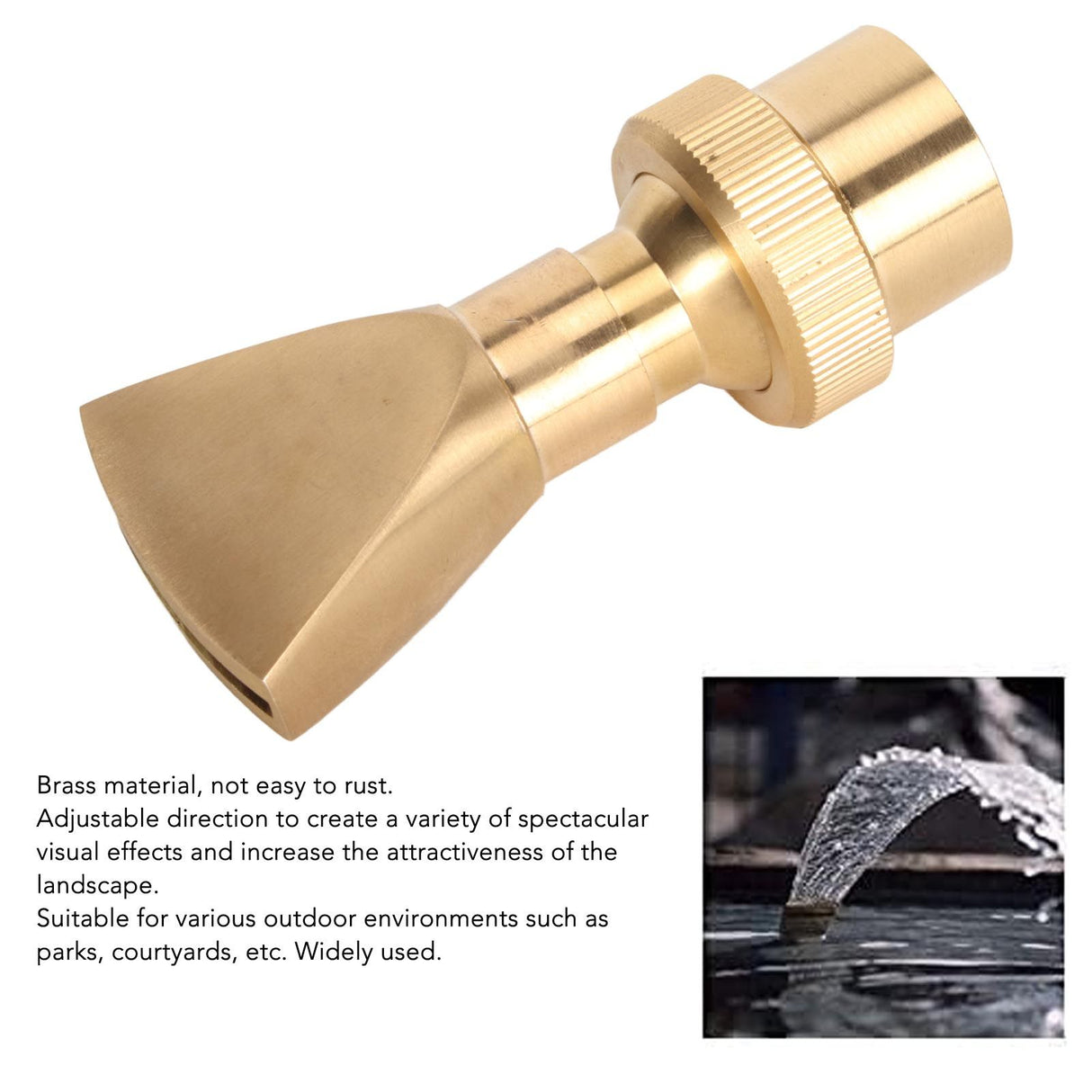 Fountain Nozzle Brass G3/4 Female Thread 25mm Narrow Fan Shaped Pond Sprinkler for Garden Pond Amusement Park Museums