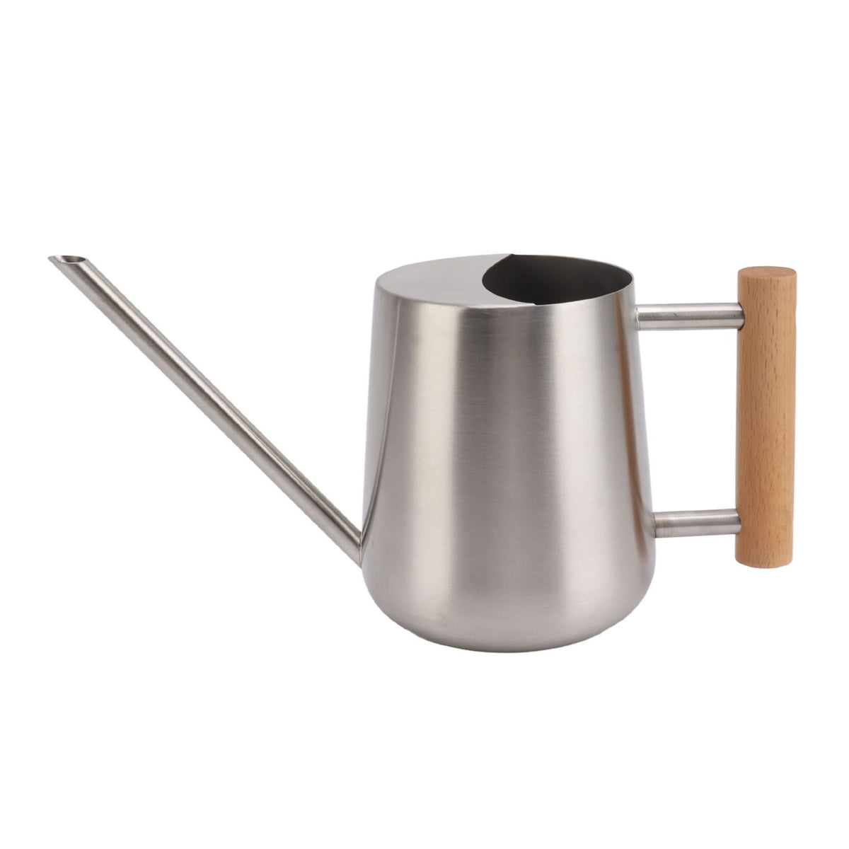 Watering Can 900ml Stainless Steel Long Spout Wooden Handle Elegant Flower Watering Pot for Garden Family Outdoor Silver Color