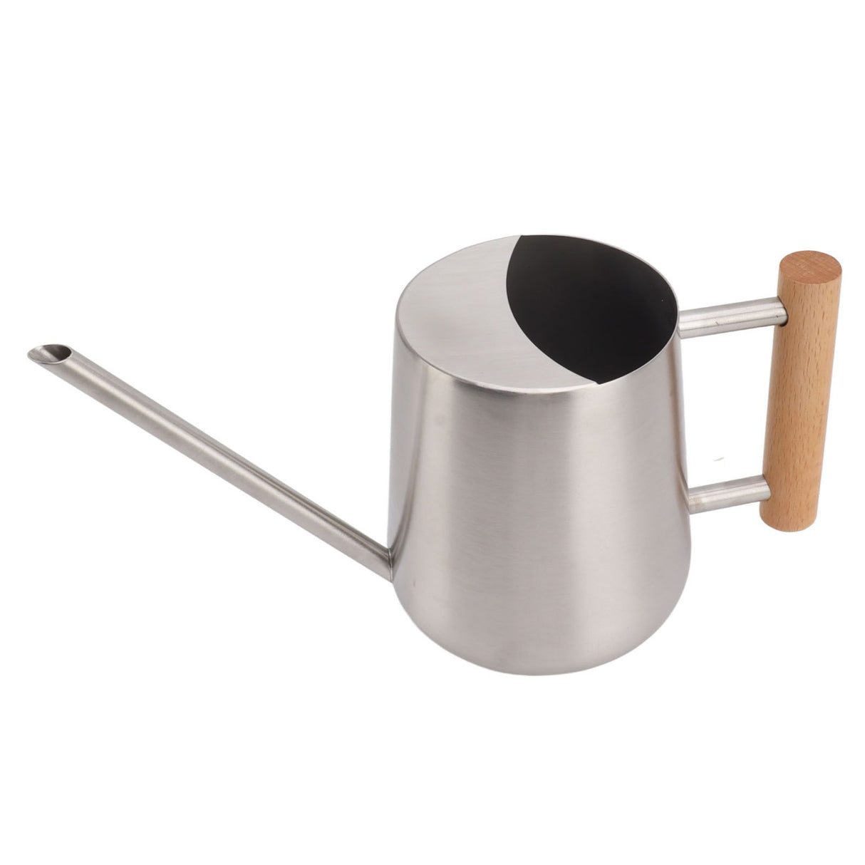 Watering Can 900ml Stainless Steel Long Spout Wooden Handle Elegant Flower Watering Pot for Garden Family Outdoor Silver Color