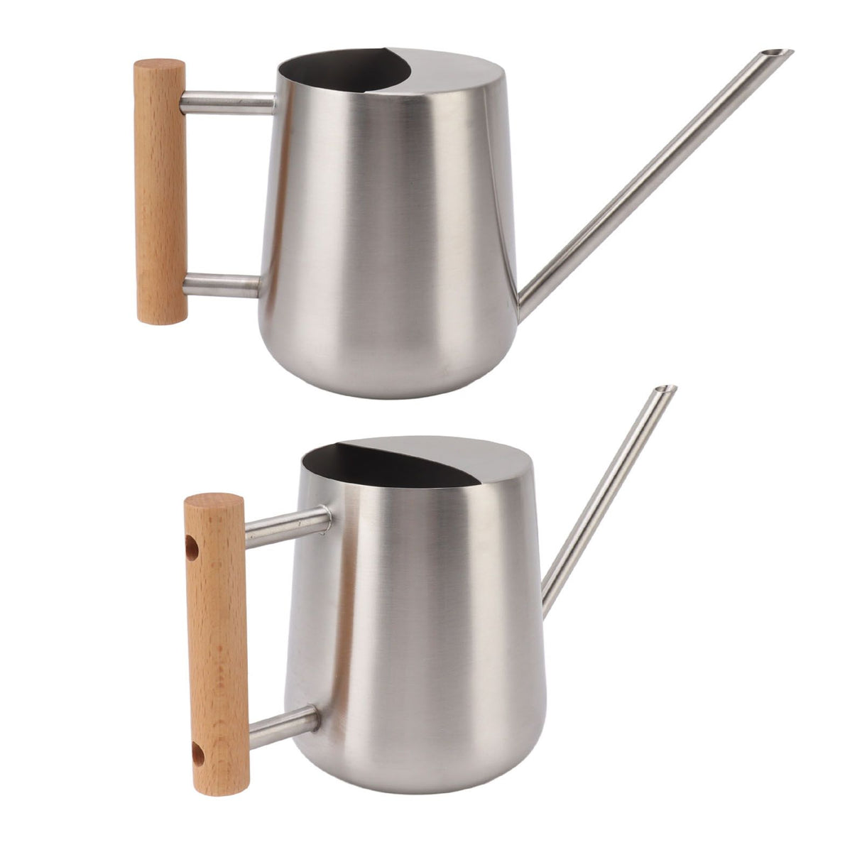 Watering Can 900ml Stainless Steel Long Spout Wooden Handle Elegant Flower Watering Pot for Garden Family Outdoor Silver Color