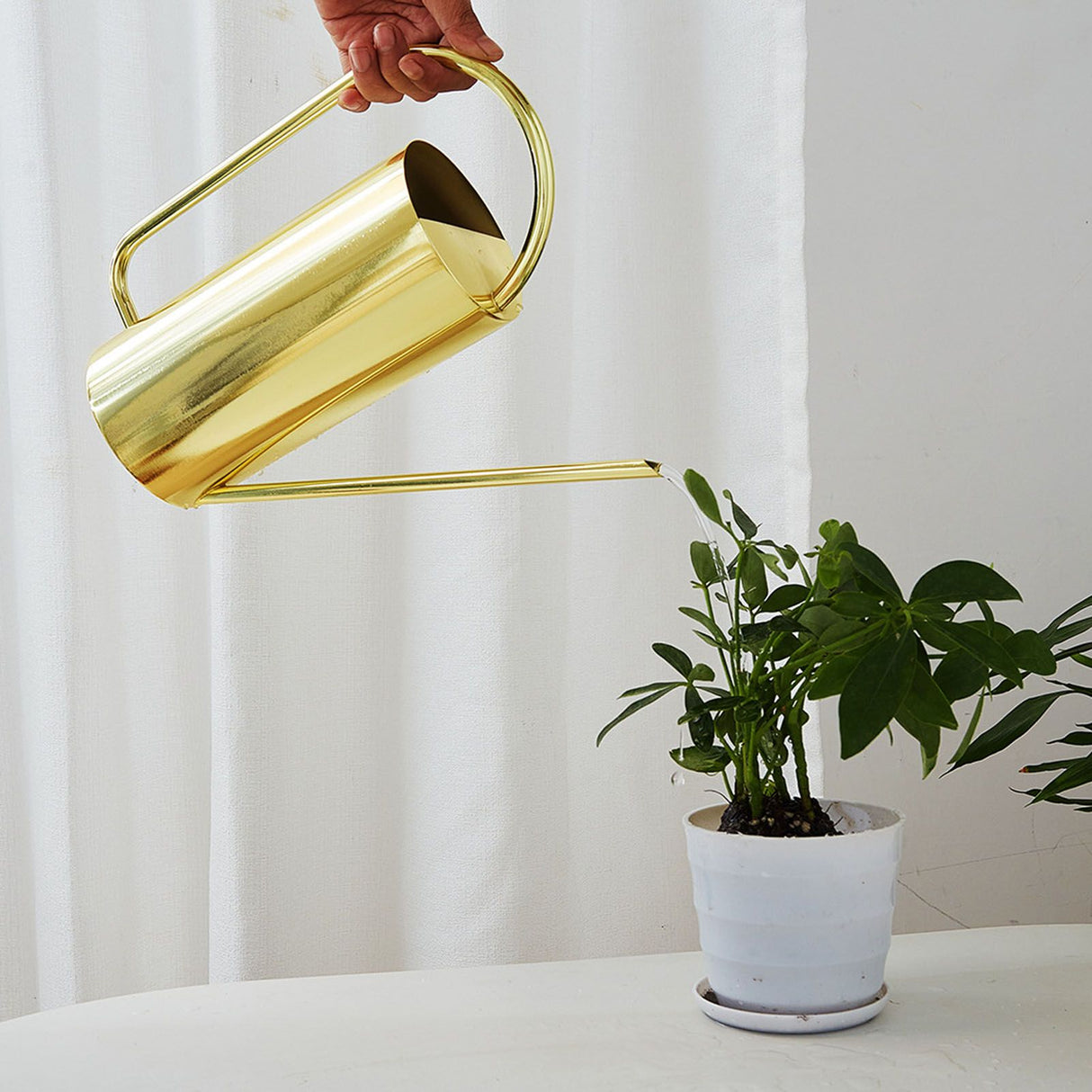 Plants Watering Can Long Spout 1500ml Large Capacity Watering Kettle Stainless Steel Pot Gardening Supplies Gold Color
