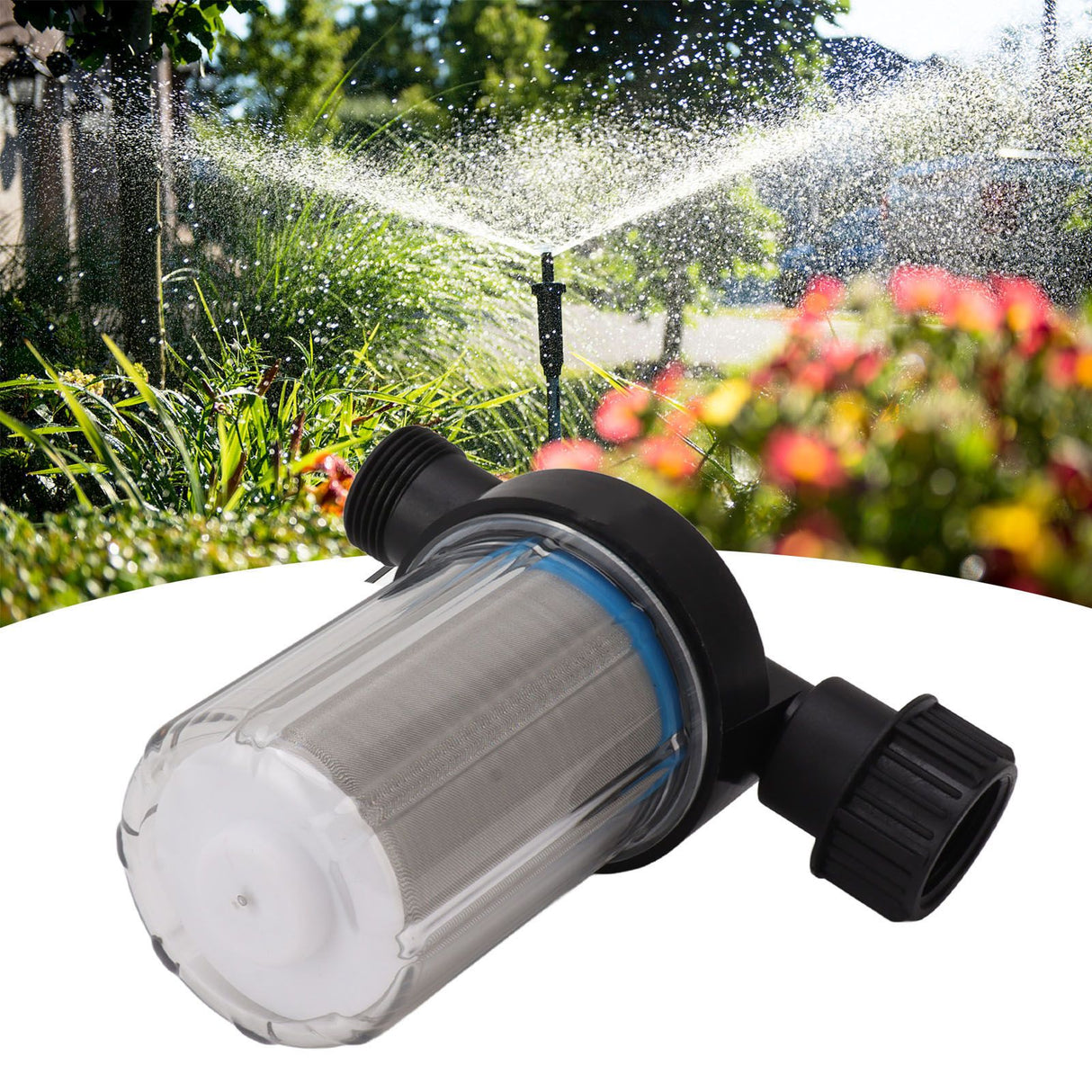 G3/4 Garden Hose Filter Water Pump Strainer Filter Stainless Steel Filter Screen Transparent Design Garden Hose Sediment Filter