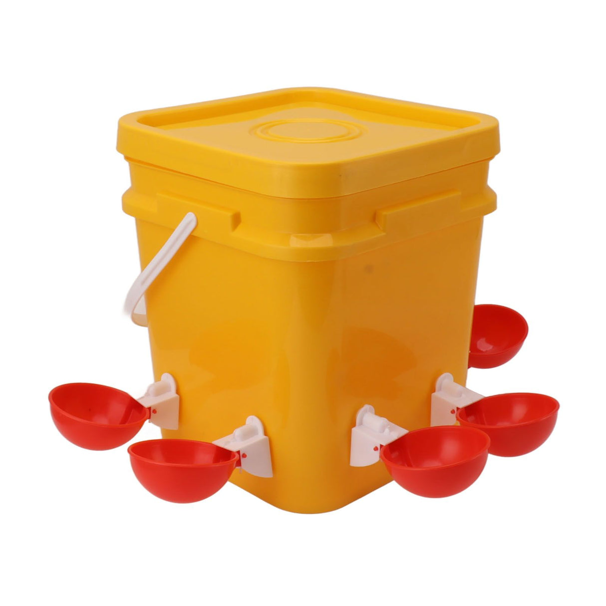 Automatic Chicken Waterer Cup with 12L Handheld Barrel Poultry Drinking Equipemnt for Goose Duck Bucket + Big Red Bowl + Black Screws