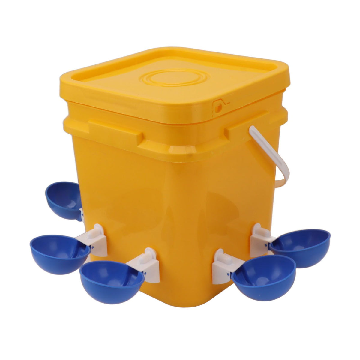 Automatic Chicken Waterer Cup with 12L Handheld Barrel Poultry Drinking Equipemnt for Goose Duck Bucket + Big Blue Bowl + Black Screws