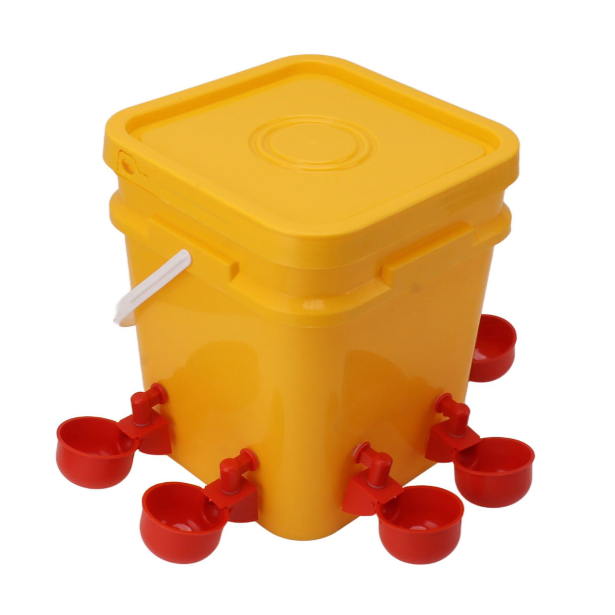 Automatic Chicken Waterer Cup with 12L Handheld Barrel Poultry Drinking Equipemnt for Goose Duck Bucket + Conjoined Red Bird Bowl+ Black Screws