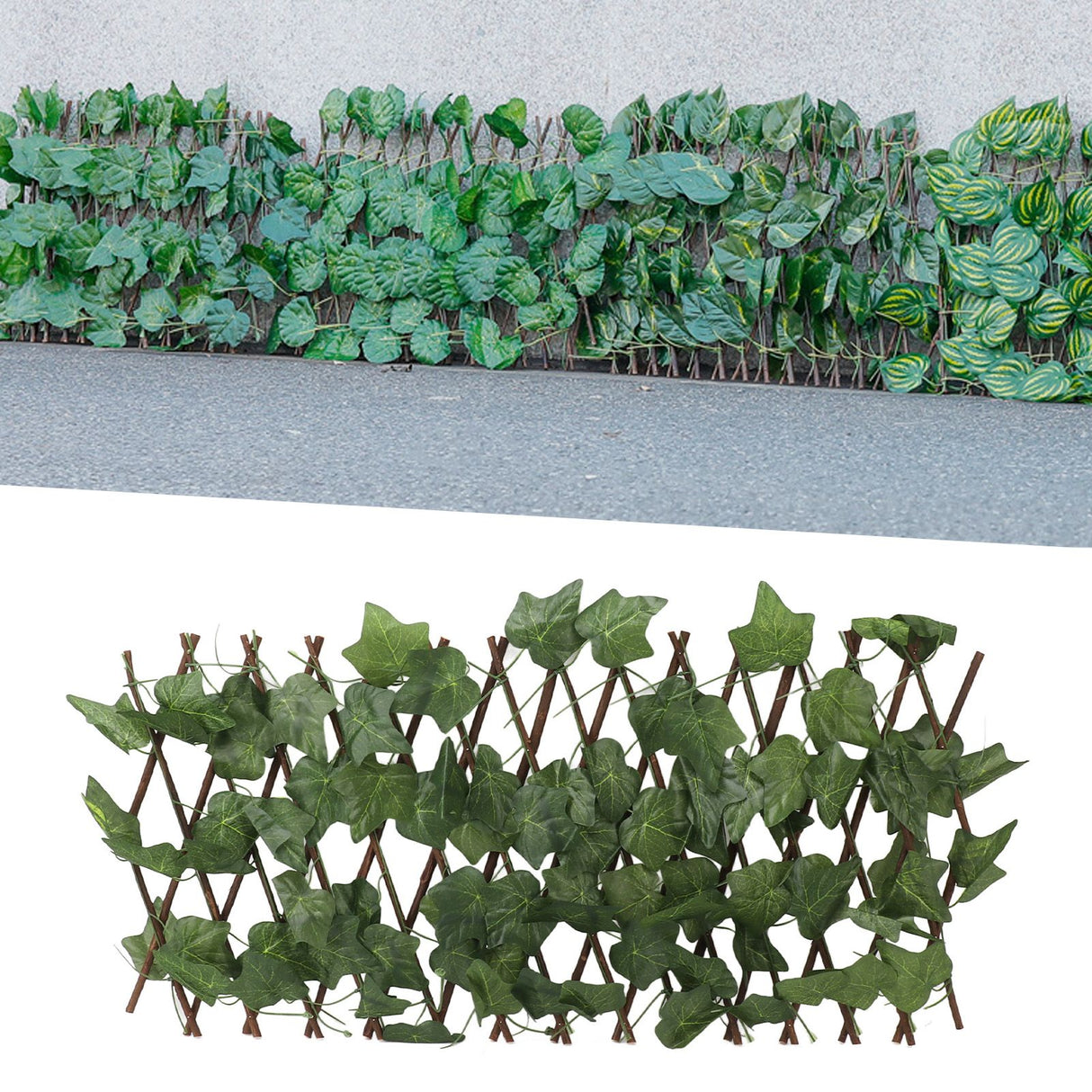 Artificial Hedges Fence Simulation Expandable Sun Protection Waterproof Artificial Topiary Hedge Plant for Garden Virginia Creeper Leaves