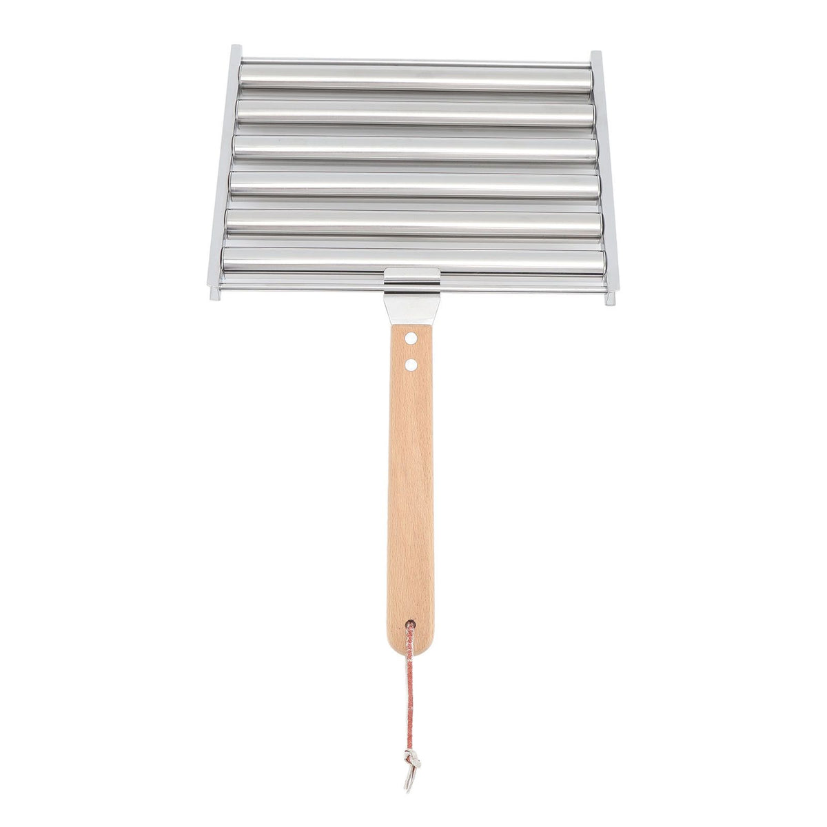 Detachable Stainless Steel Hot Dog Sausage Roller Rack Steamer With Extra Long Wood Handle 4 Skewers 6 Stick Design BBQ Tools S