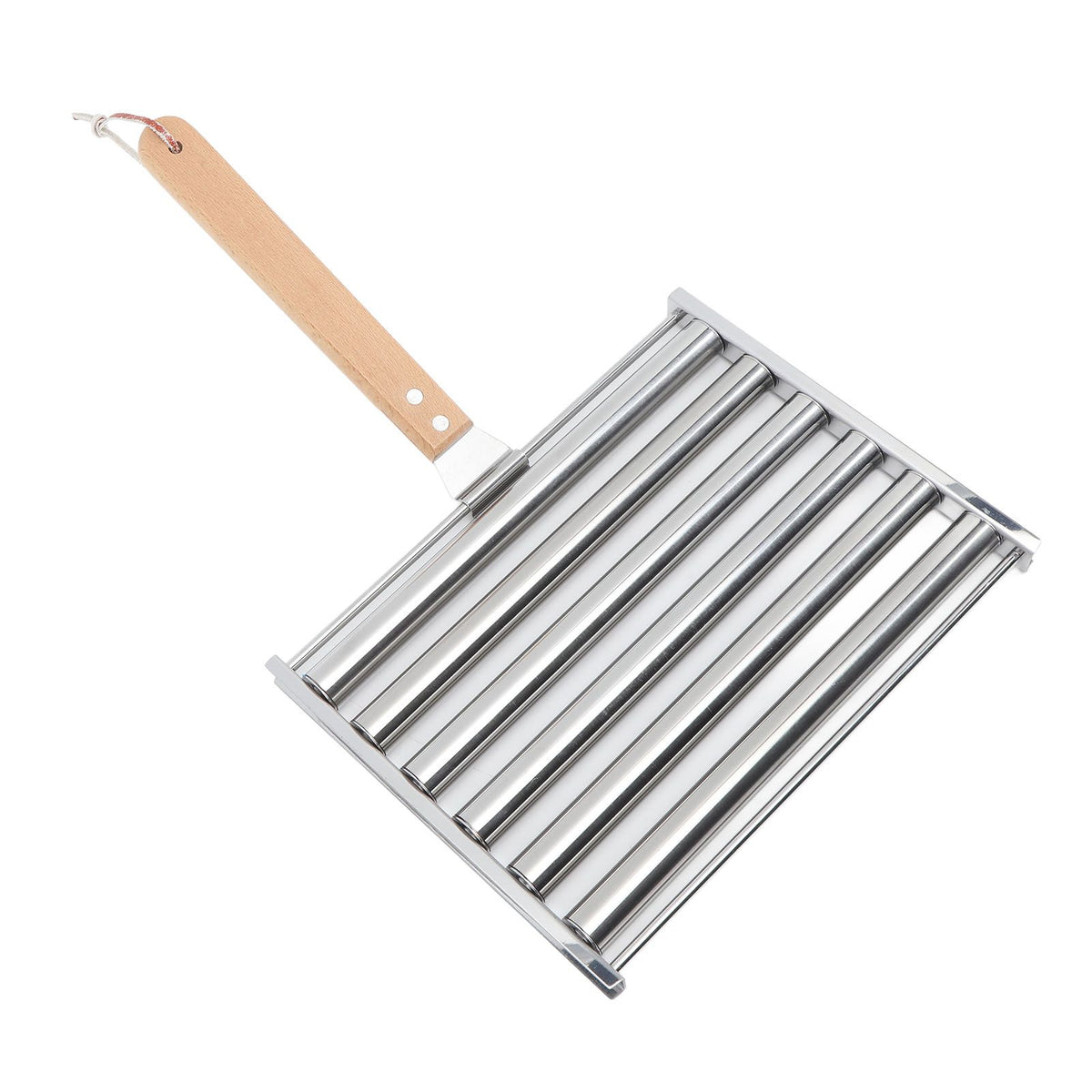 Detachable Stainless Steel Hot Dog Sausage Roller Rack Steamer With Extra Long Wood Handle 4 Skewers 6 Stick Design BBQ Tools S