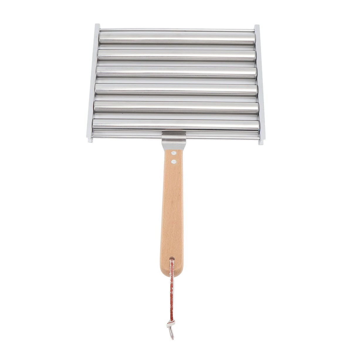 Detachable Stainless Steel Hot Dog Sausage Roller Rack Steamer With Extra Long Wood Handle 4 Skewers 6 Stick Design BBQ Tools M