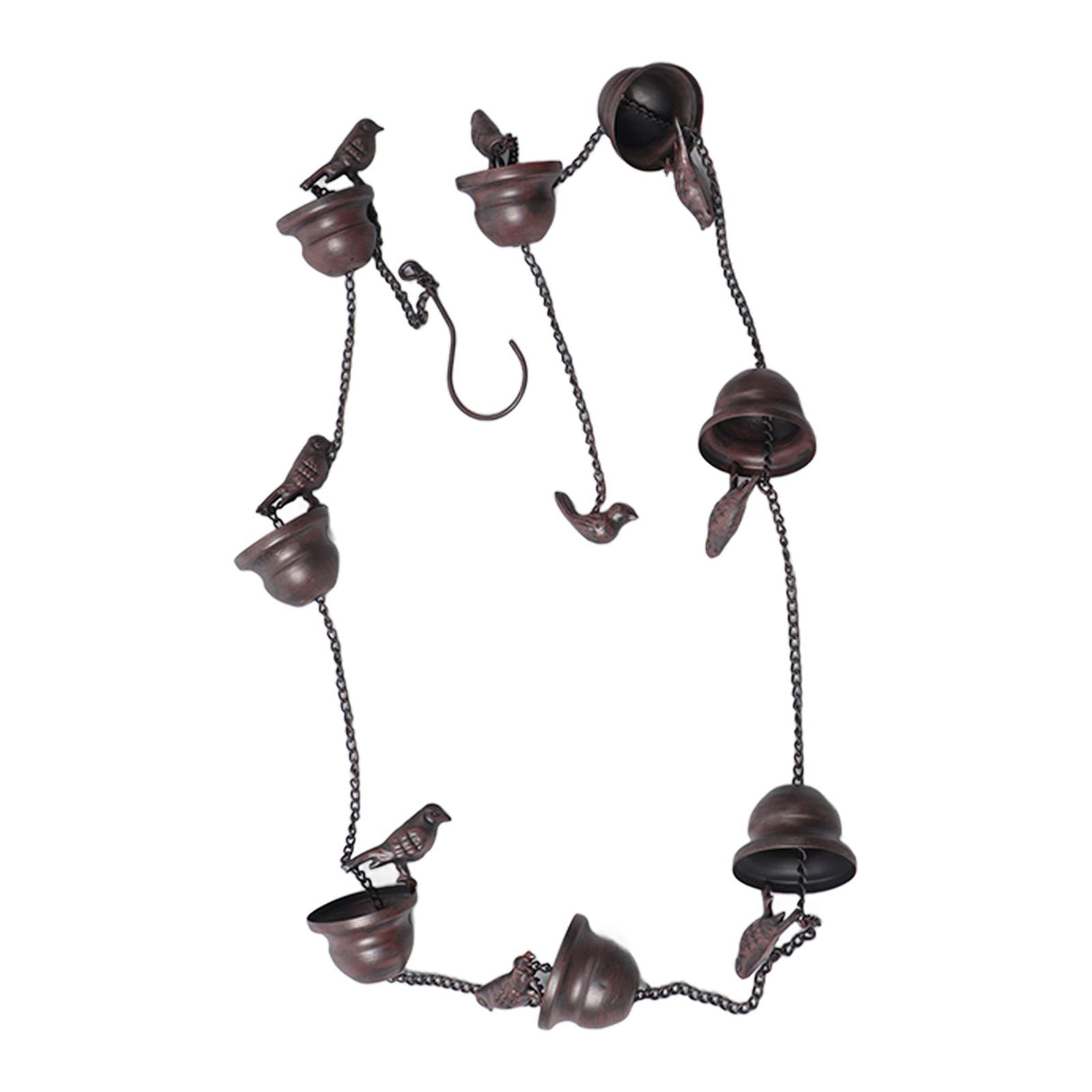 Rain Chain Outdoor Mobile Birds Cup Rain Chain Decorative Replacement for Gutters Downspouts