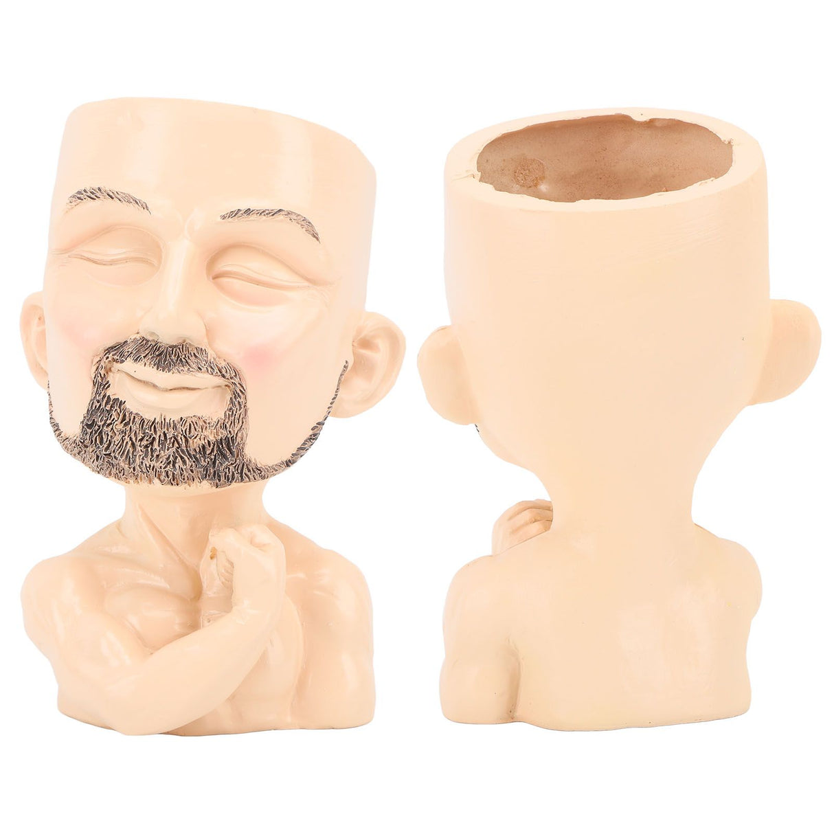 Head Planter Resin Face Planter Weather Resistance Drain Hole Plant Pot for Home Garden Office Light Color