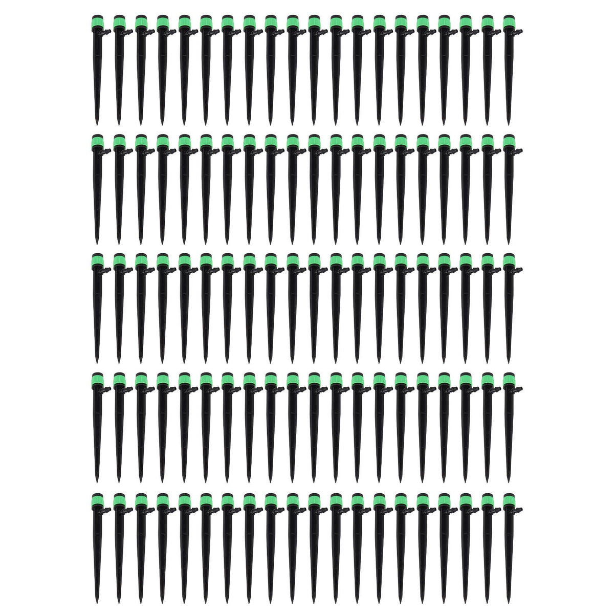 100pcs Drip Emitters 360 Degree Adjustable Water Flow Drippers Sprayer for Patio Lawn Bed Watering System 13cm / 5.1in Green