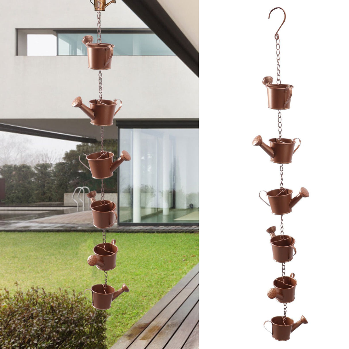 Kettle Rain Chain Elegant Stable Metal Hanging Kettle Rain Chain for Garden Artwork Decoration