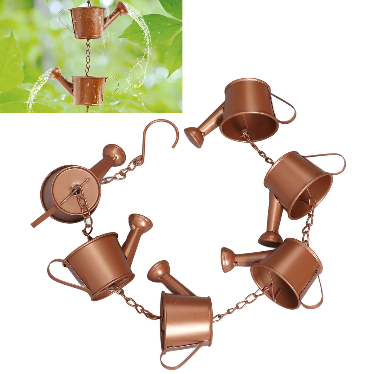 Kettle Rain Chain Elegant Stable Metal Hanging Kettle Rain Chain for Garden Artwork Decoration