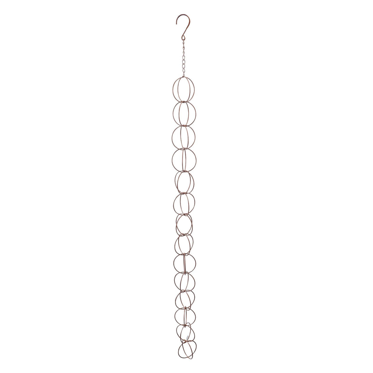 Metal Rain Chain Drainage Function Decorative Ring Wind Chime with Hook for Home Balcony Patio