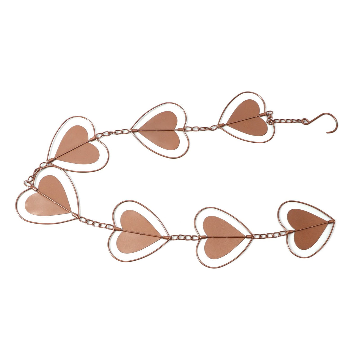Metal Rain Chain Drainage Function Decorative Heart Shape Wind Chime with Hook for Balcony Patio Corridor