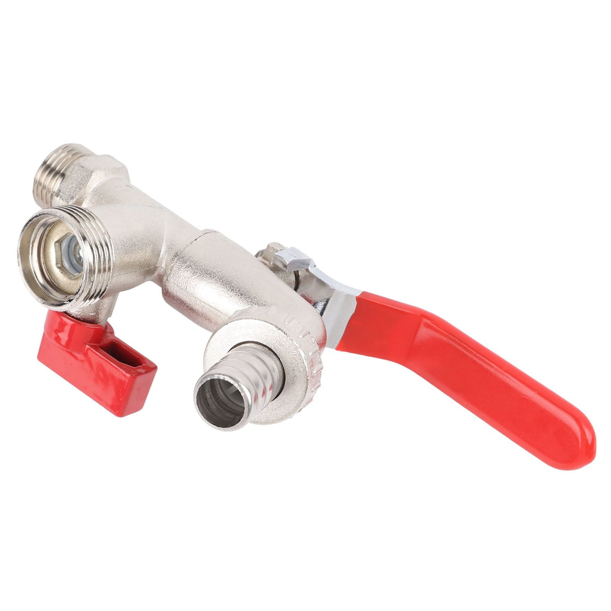 Double Valve Faucet Washing Machine Hose Valve Zinc Alloy Electroplate 1 in 2 Out Faucet Valve for Washing Machine Water Pipe