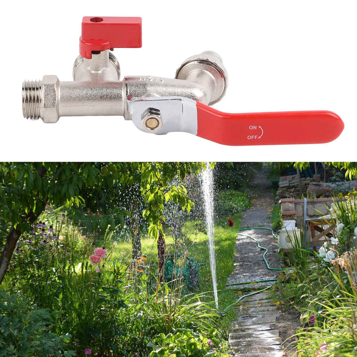 Double Valve Faucet Washing Machine Hose Valve Zinc Alloy Electroplate 1 in 2 Out Faucet Valve for Washing Machine Water Pipe