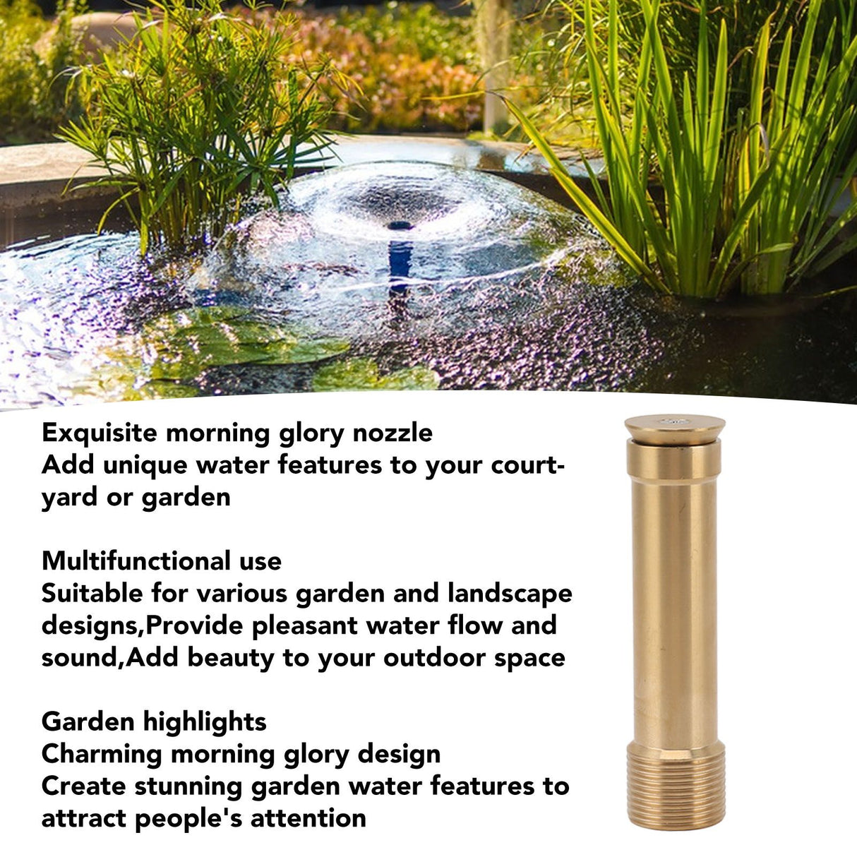 Brass Fountain Nozzle Morning Glory Trumpet Flower Fountain Nozzle for Garden Pond Amusement Park Museum Library G3/4 Inch Working Pressure 5‑8kpa