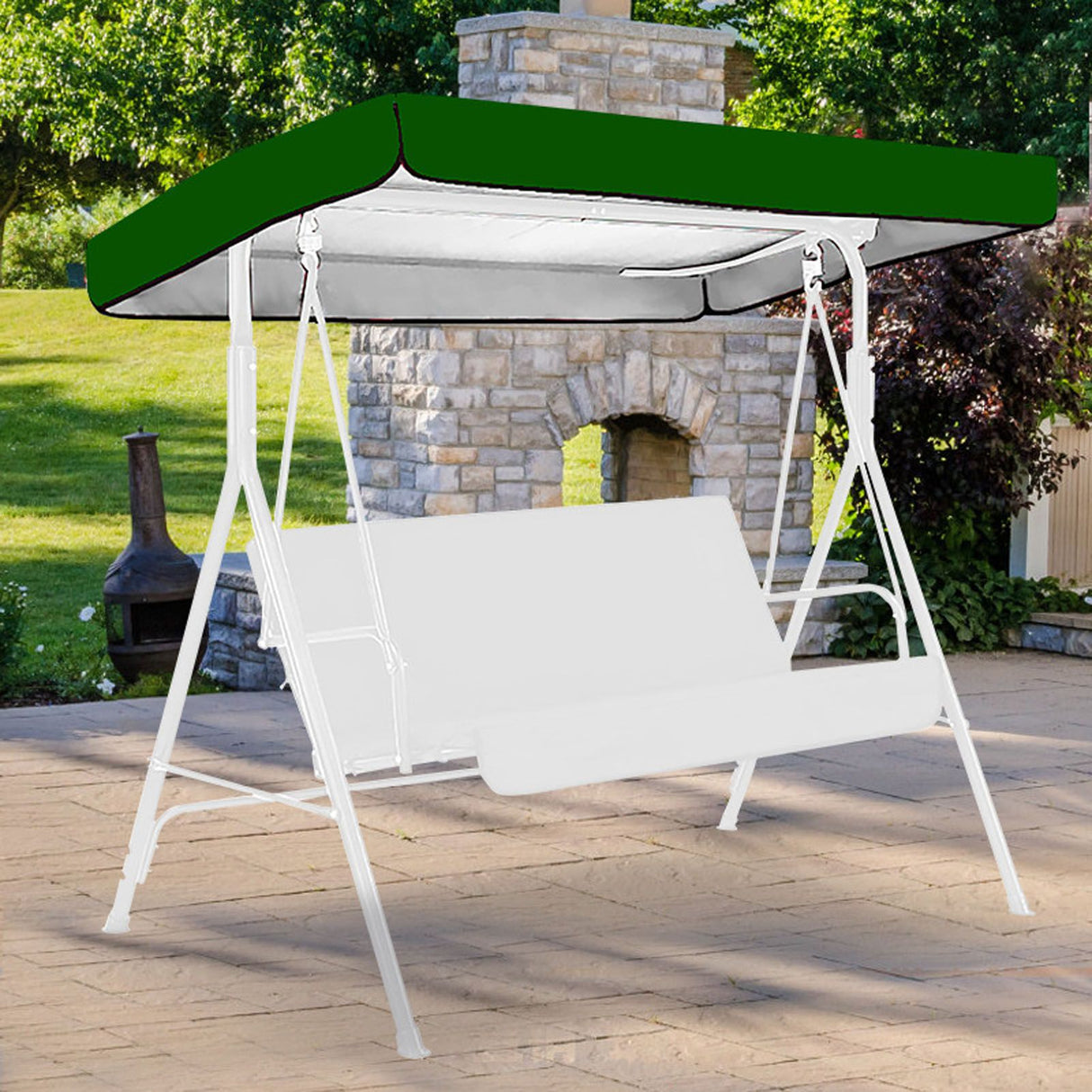 Outdoor Swing Chair Canopy Replacement Patio Swing Chair Top Cover WaterproofTop Rain Cover 190T Silver Coated 190x132x15cm/20cm Silver